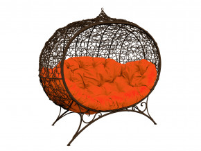 Кокон Улей на ножках с ротангом оранжевая подушка в Заводоуковске - zavodoukovsk.magazinmebel.ru | фото