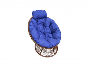 Кресло Папасан мини с ротангом синяя подушка в Заводоуковске - zavodoukovsk.magazinmebel.ru | фото