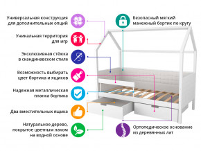 Кровать-домик мягкий Svogen с ящиками и бортиком мятно-белый в Заводоуковске - zavodoukovsk.magazinmebel.ru | фото - изображение 2