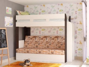 Кровать двухъярусная Карамель 75 венге ткань савана в Заводоуковске - zavodoukovsk.magazinmebel.ru | фото - изображение 1
